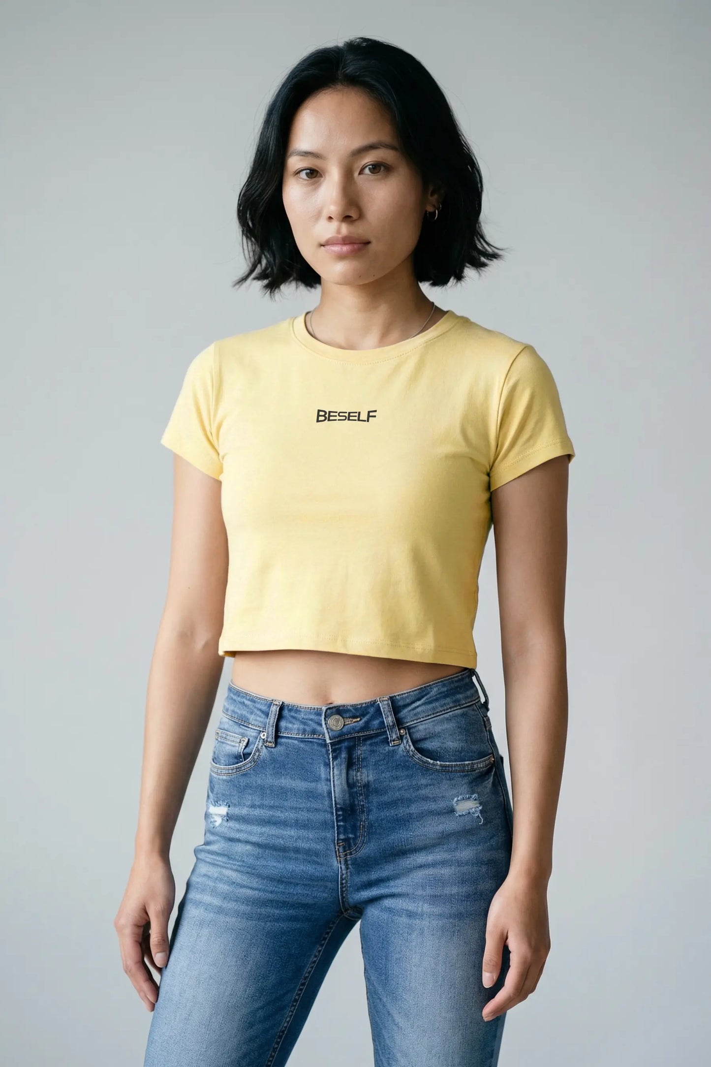 Women’s Crop Top | Cotton Ribbed Neck Crop T-Shirt