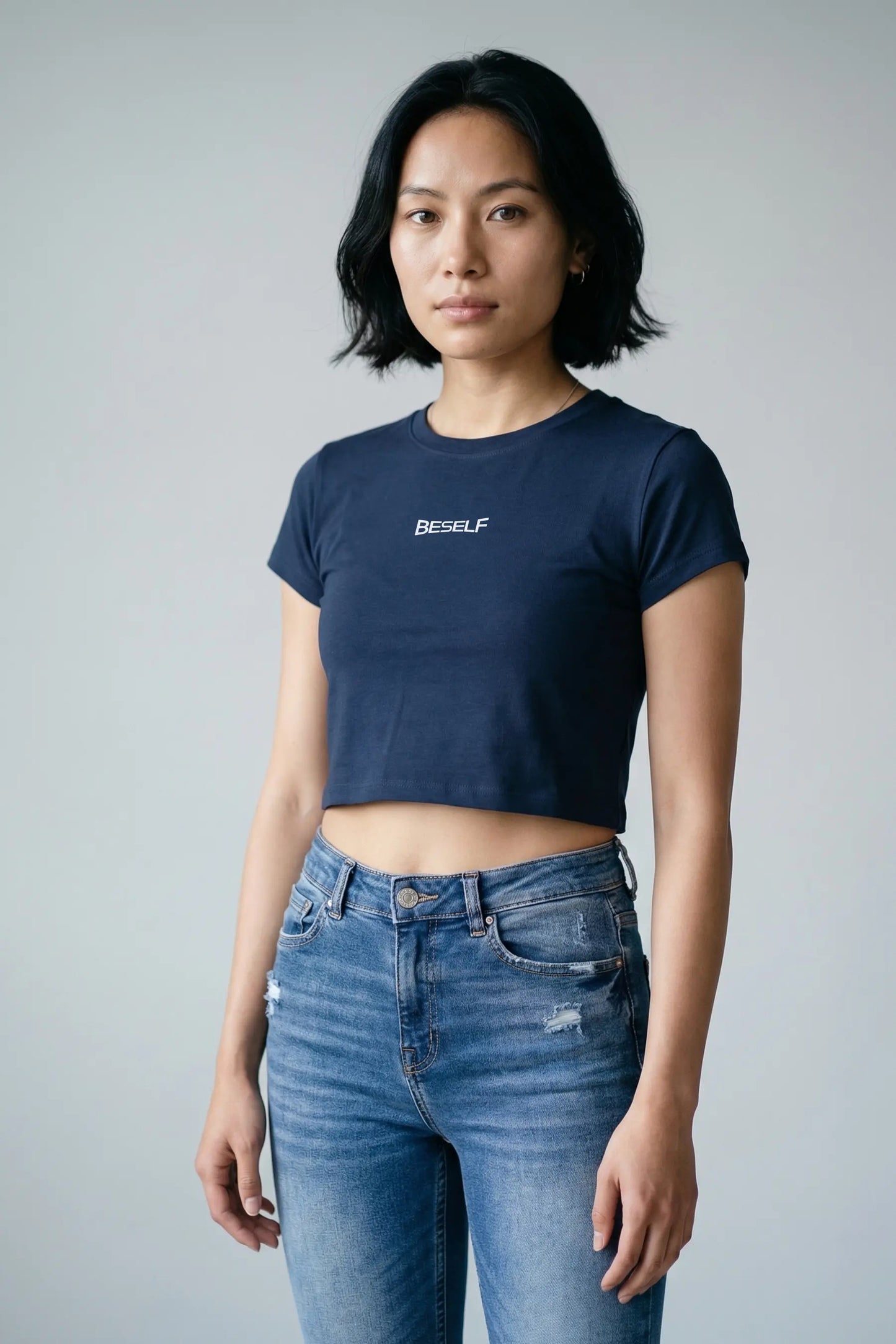 Women’s Crop Top | Cotton Ribbed Neck Crop T-Shirt