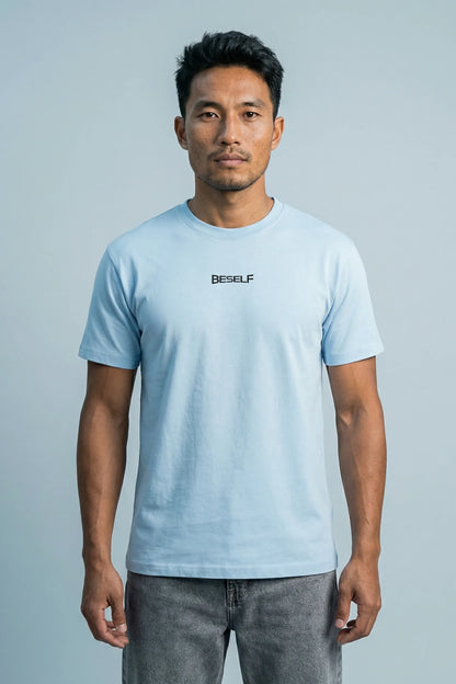 Baby Blue Cotton Stretch T-Shirt for indian men | Flexible Regular Fit Tee