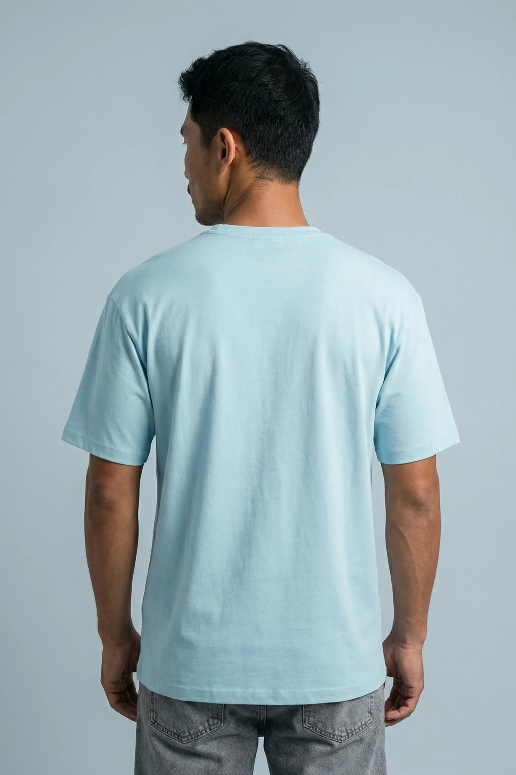 Baby Blue Cotton Stretch T-Shirt for indian men | Flexible Regular Fit Tee