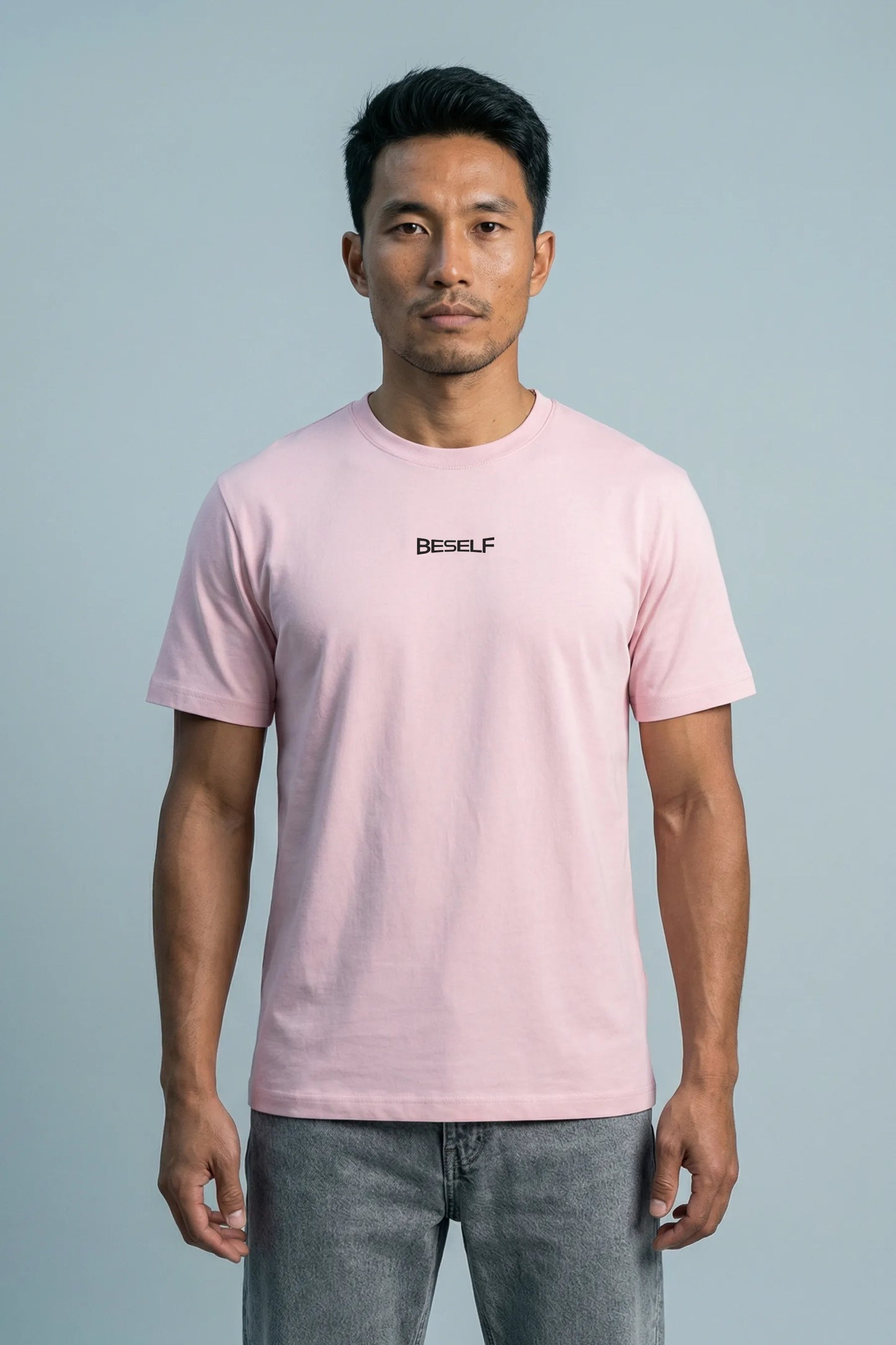 Light Baby Pink Cotton Stretch T-Shirt for indian men | Flexible Regular Fit Tee