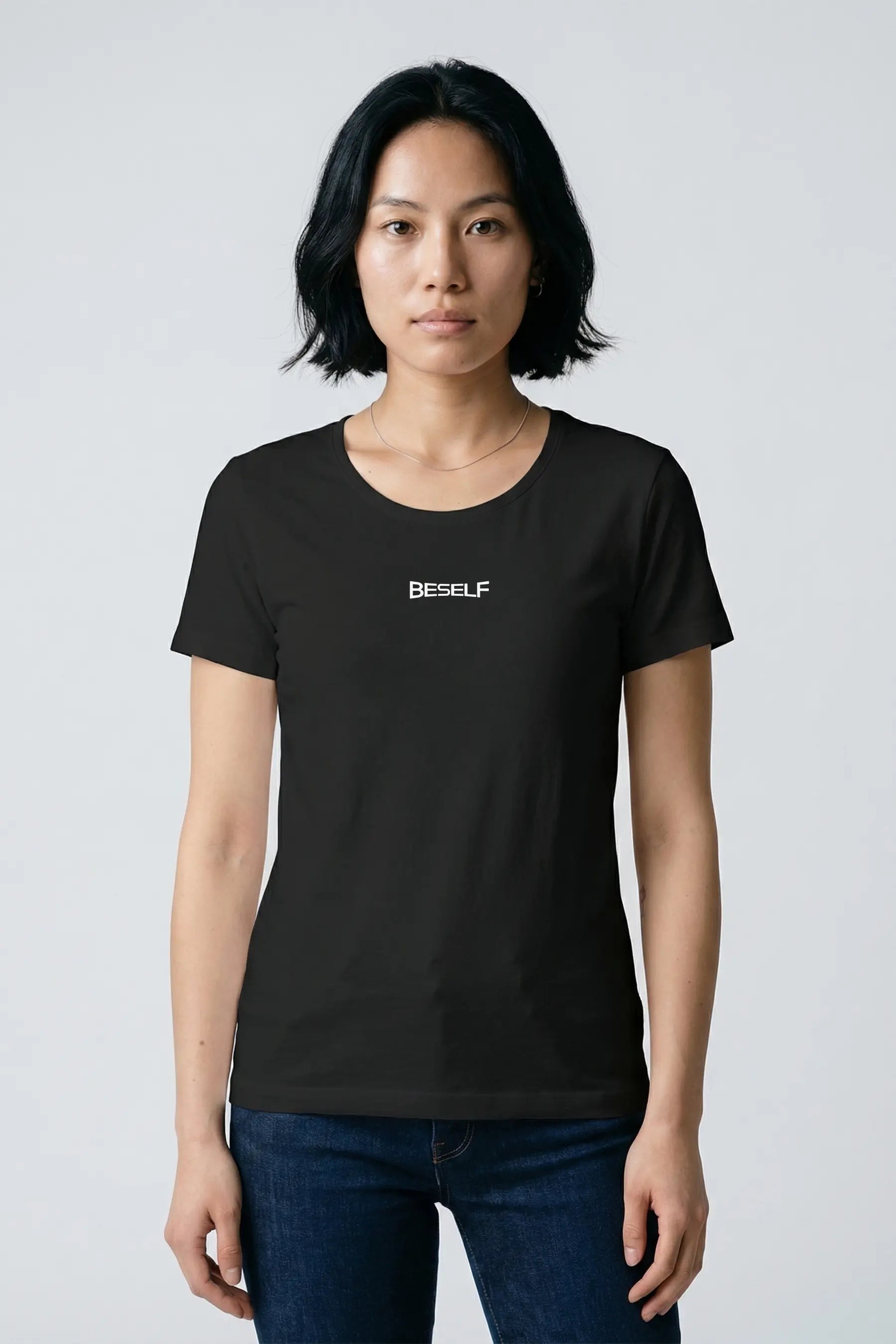 Women’s Crew Black T-Shirt | Cotton Regular Fit Everyday Tee in India