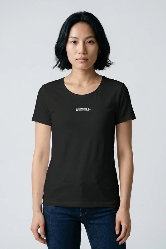 Women’s Crew Black T-Shirt | Cotton Regular Fit Everyday Tee in India