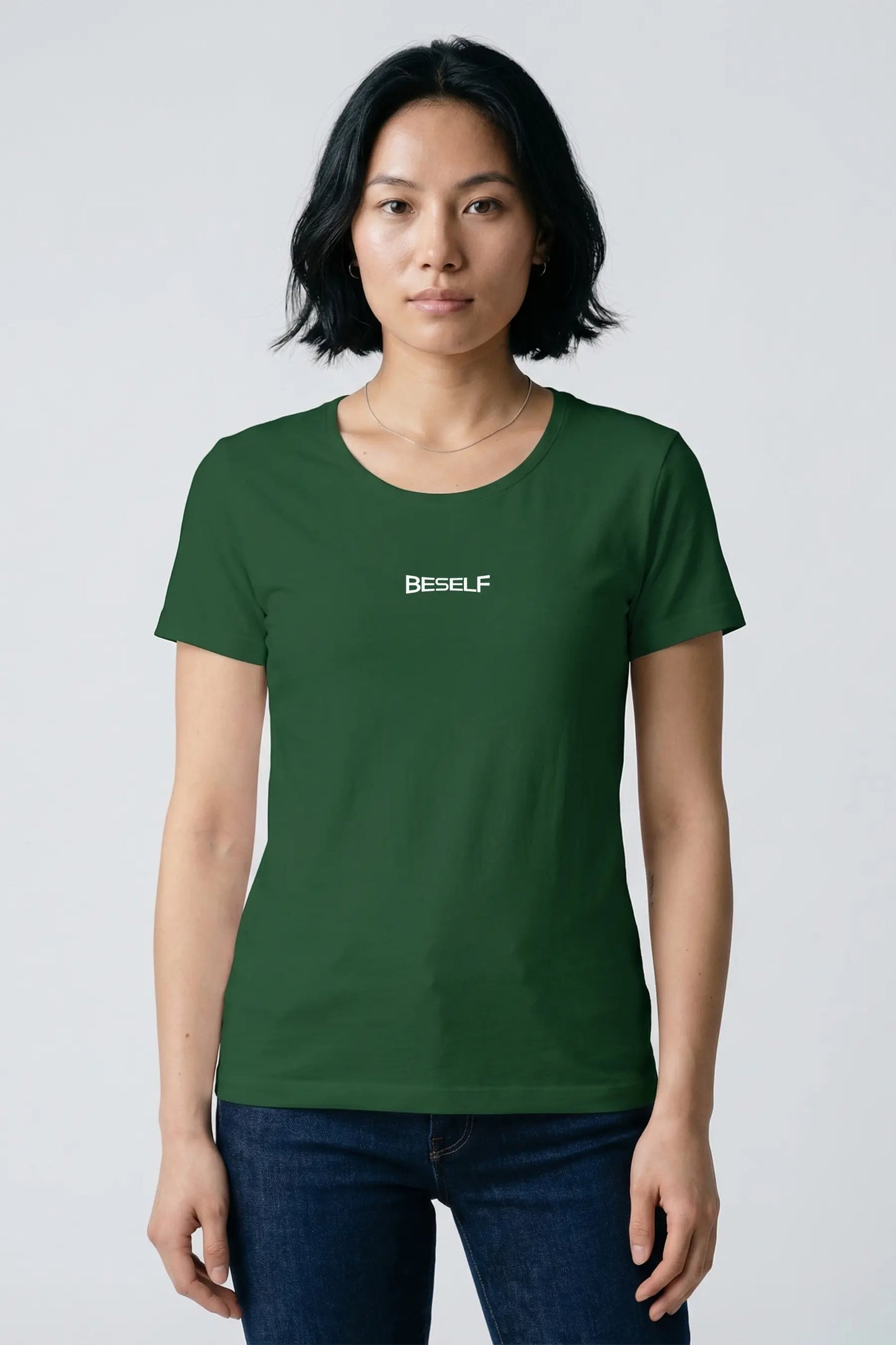 Women’s Crew Bottle Green T-Shirt | Cotton Regular Fit Everyday Tee in India