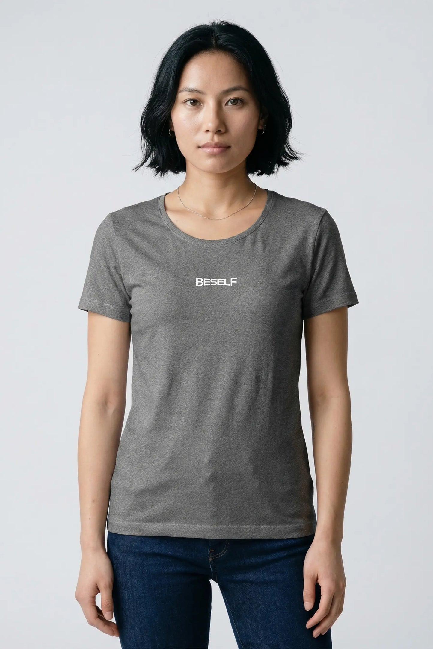 Women’s Crew Charcoal Melange T-Shirt | Cotton Regular Fit Everyday Tee in India