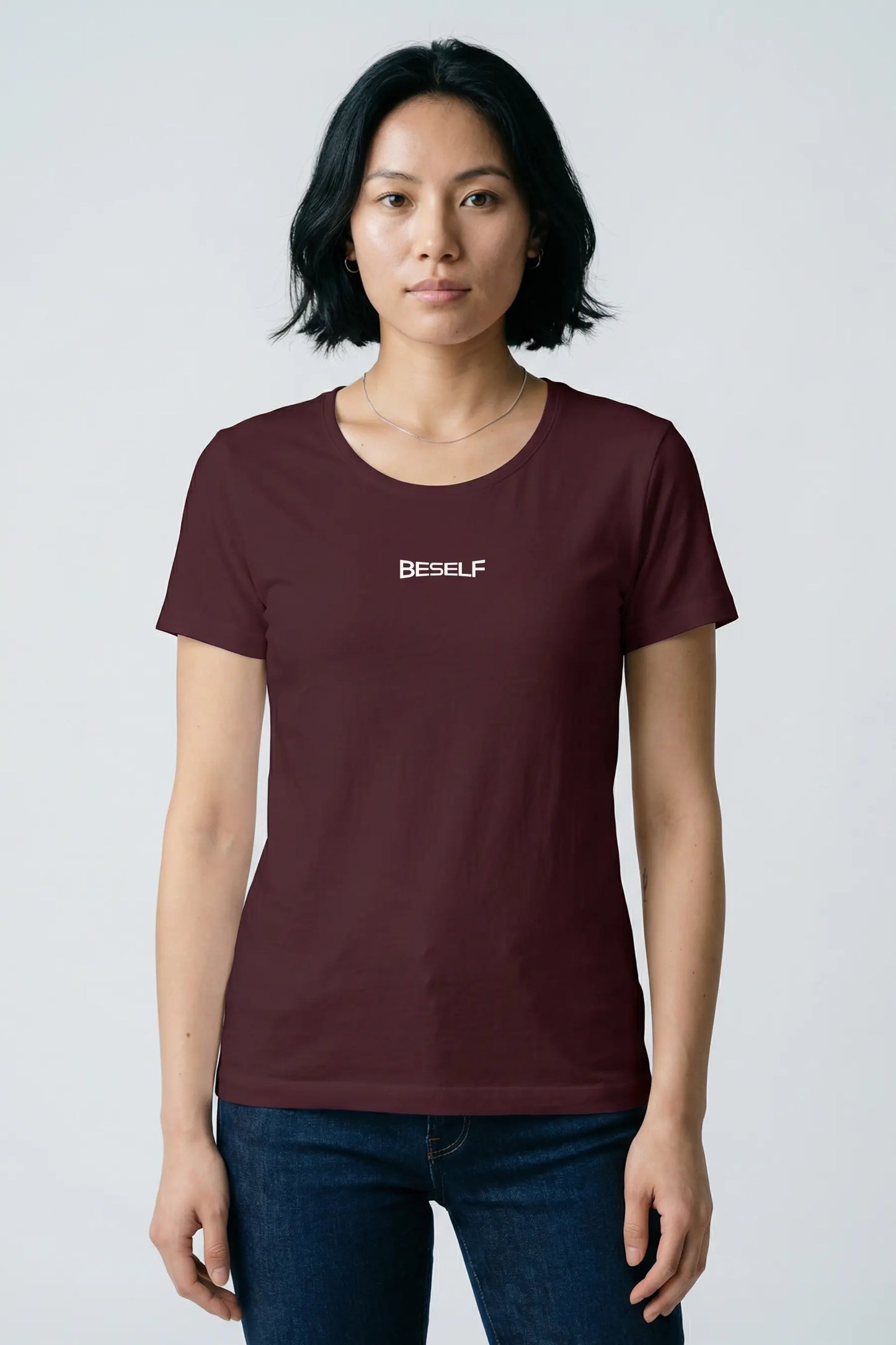 Women’s Crew Maroon T-Shirt | Cotton Regular Fit Everyday Tee in India