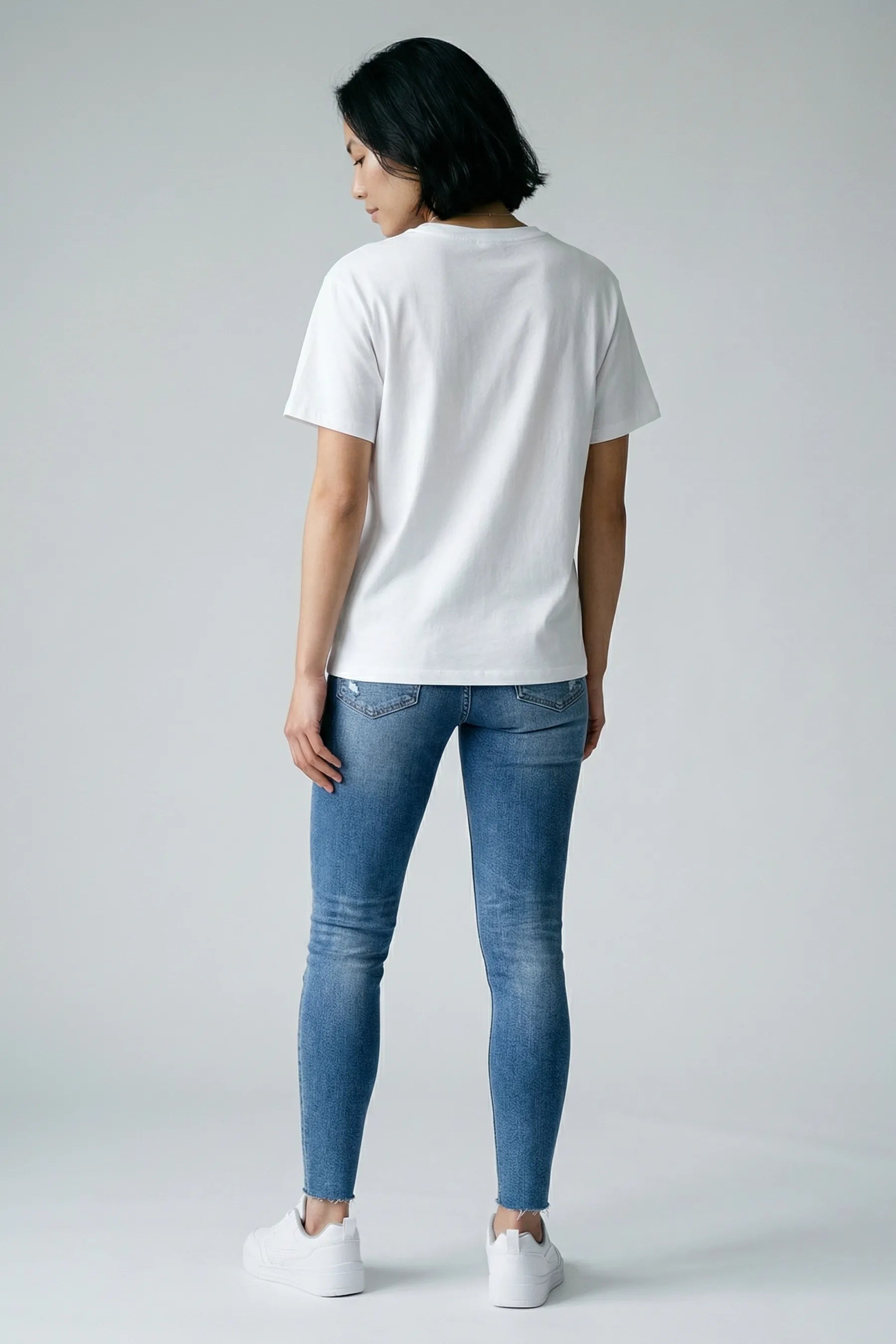 White Cotton Stretch T-Shirt for indian Women | Flexible Regular Fit Tee