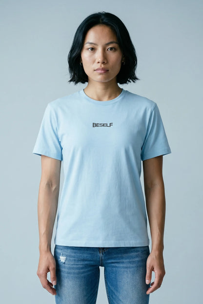 Baby Blue Cotton Stretch T-Shirt for indian Women | Flexible Regular Fit Tee