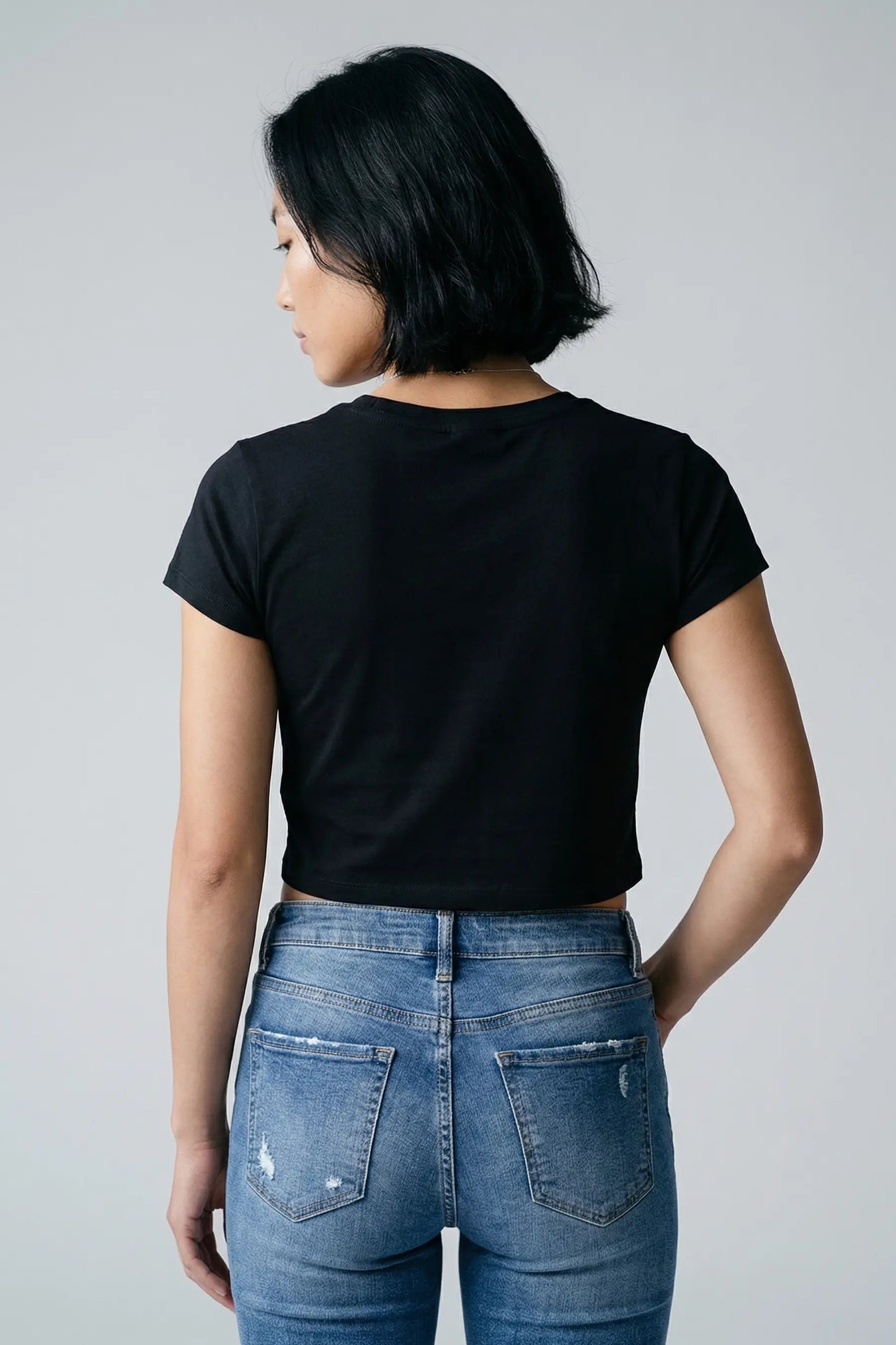 Women’s Crop Top | Cotton Ribbed Neck Crop T-Shirt
