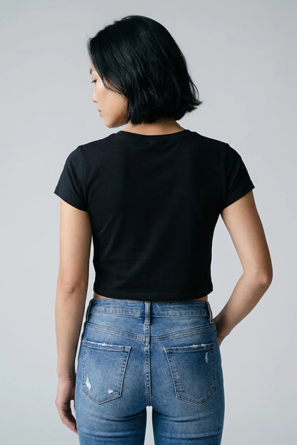 Women’s Crop Top | Cotton Ribbed Neck Crop T-Shirt