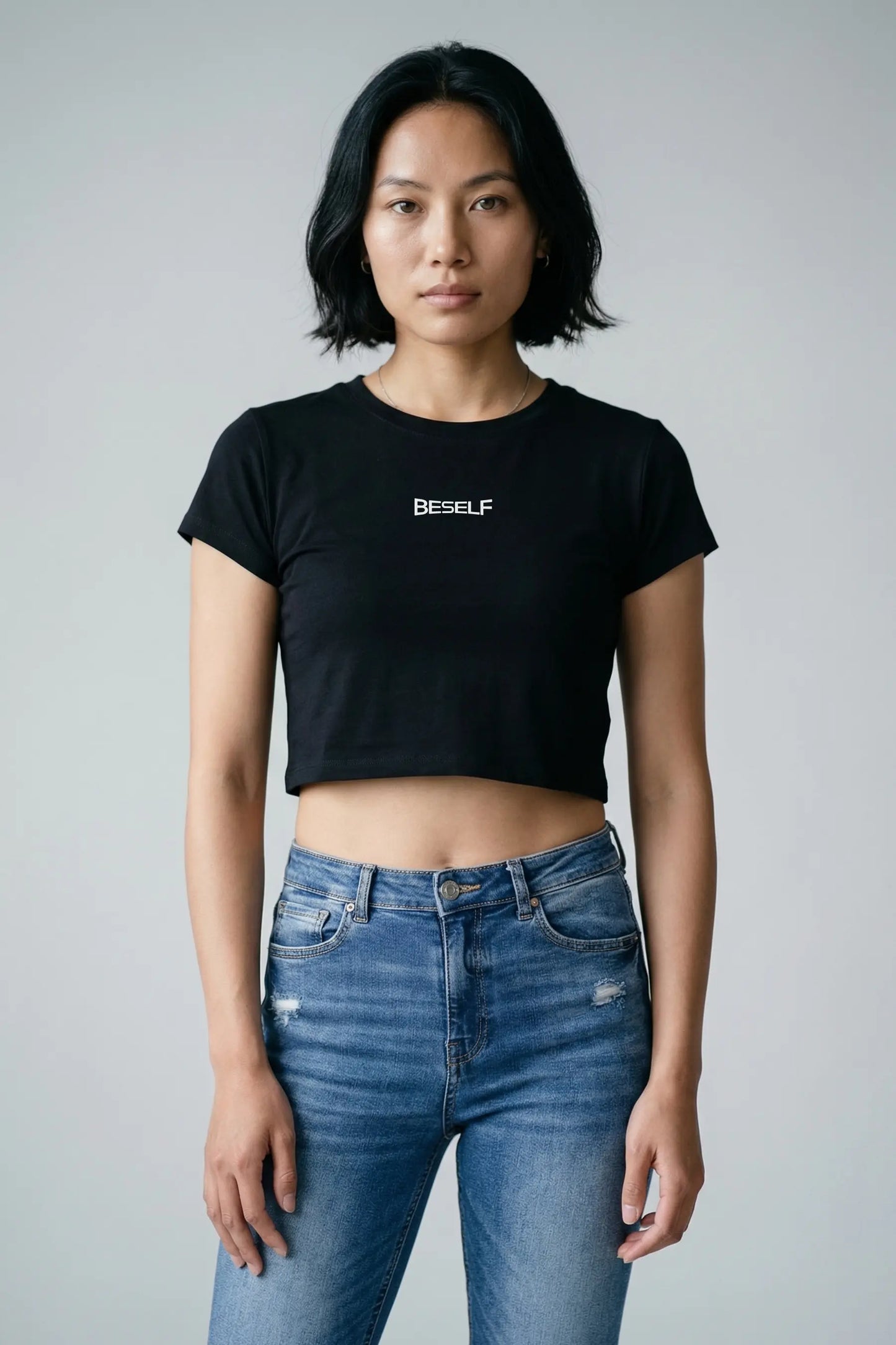 Women’s Crop Top | Cotton Ribbed Neck Crop T-Shirt