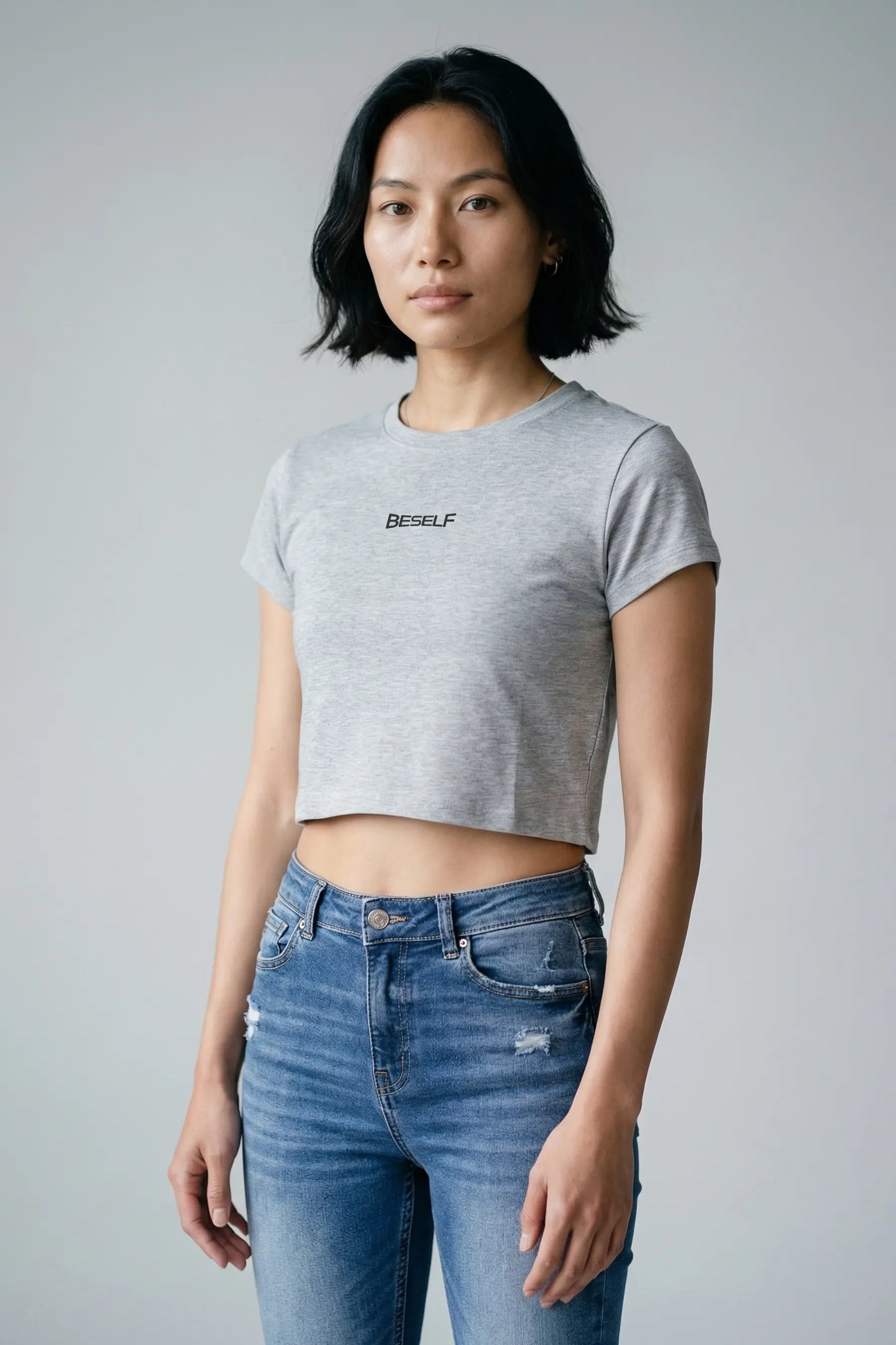 Women’s Crop Top | Cotton Ribbed Neck Crop T-Shirt