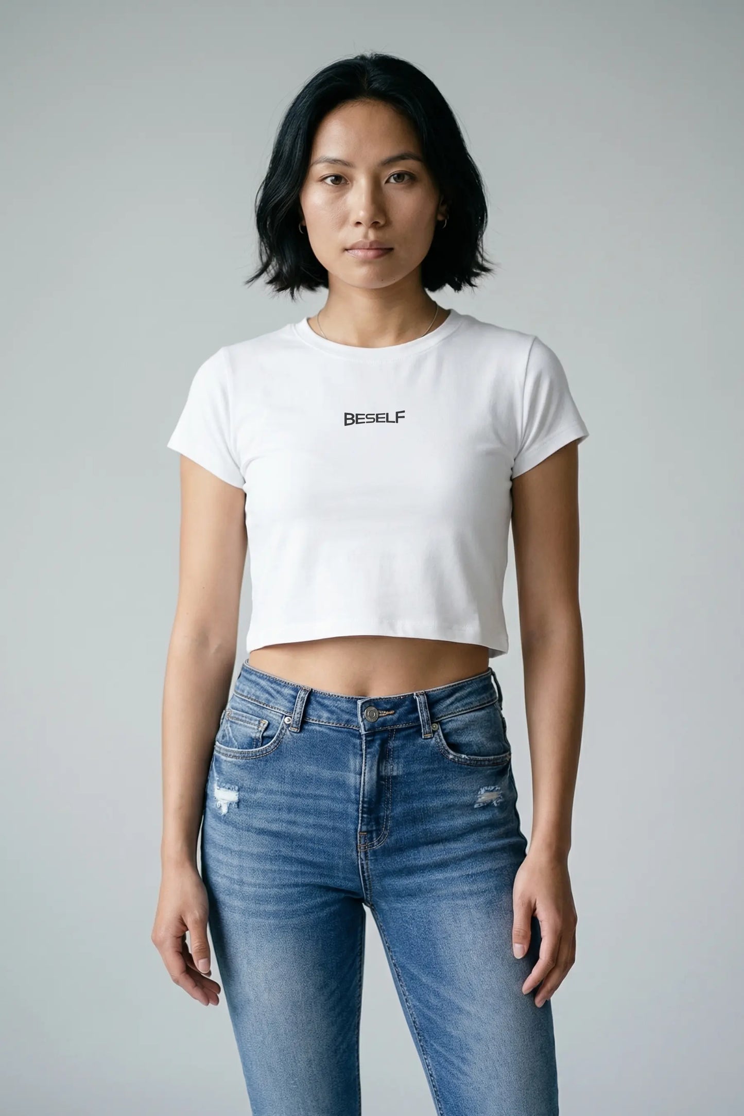 Women’s Crop Top | Cotton Ribbed Neck Crop T-Shirt